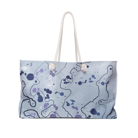 Abstract Blue Marble Weekender Bag – Coastal Tie-Dye Travel Tote